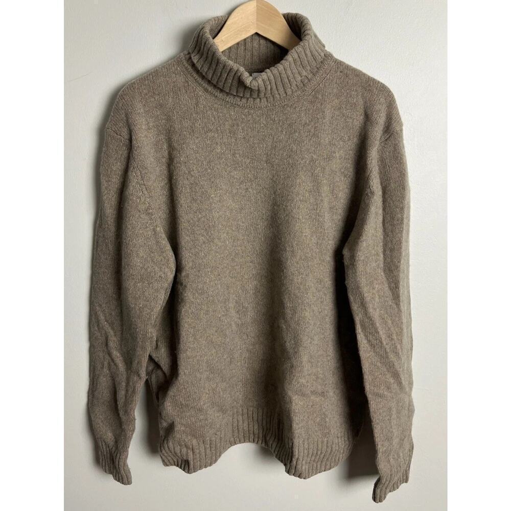 Zara Wool Blend Turtleneck Sweater Taupe Brown Knit Pullover Size XL Women’s